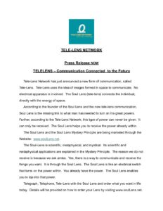 Tele-Lens Network Soul Lens Press Release